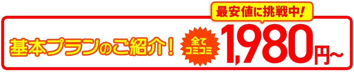 基本プランのご紹介！最安値に挑戦中！